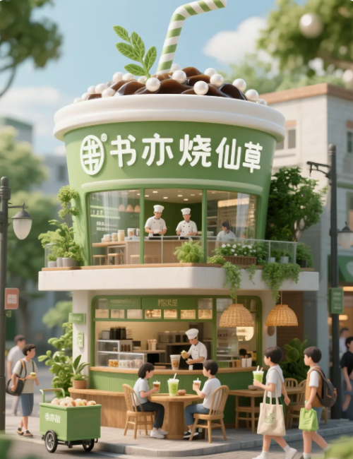 5c2d96e005d4333b1b0e6e049220d715 【微缩景观】| 用AI 绘制的奶茶咖啡店微缩世界太酷了,附提示词