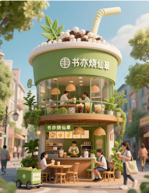 5fd8566e4a7321b30ac5716b5c84605b 【微缩景观】| 用AI 绘制的奶茶咖啡店微缩世界太酷了,附提示词